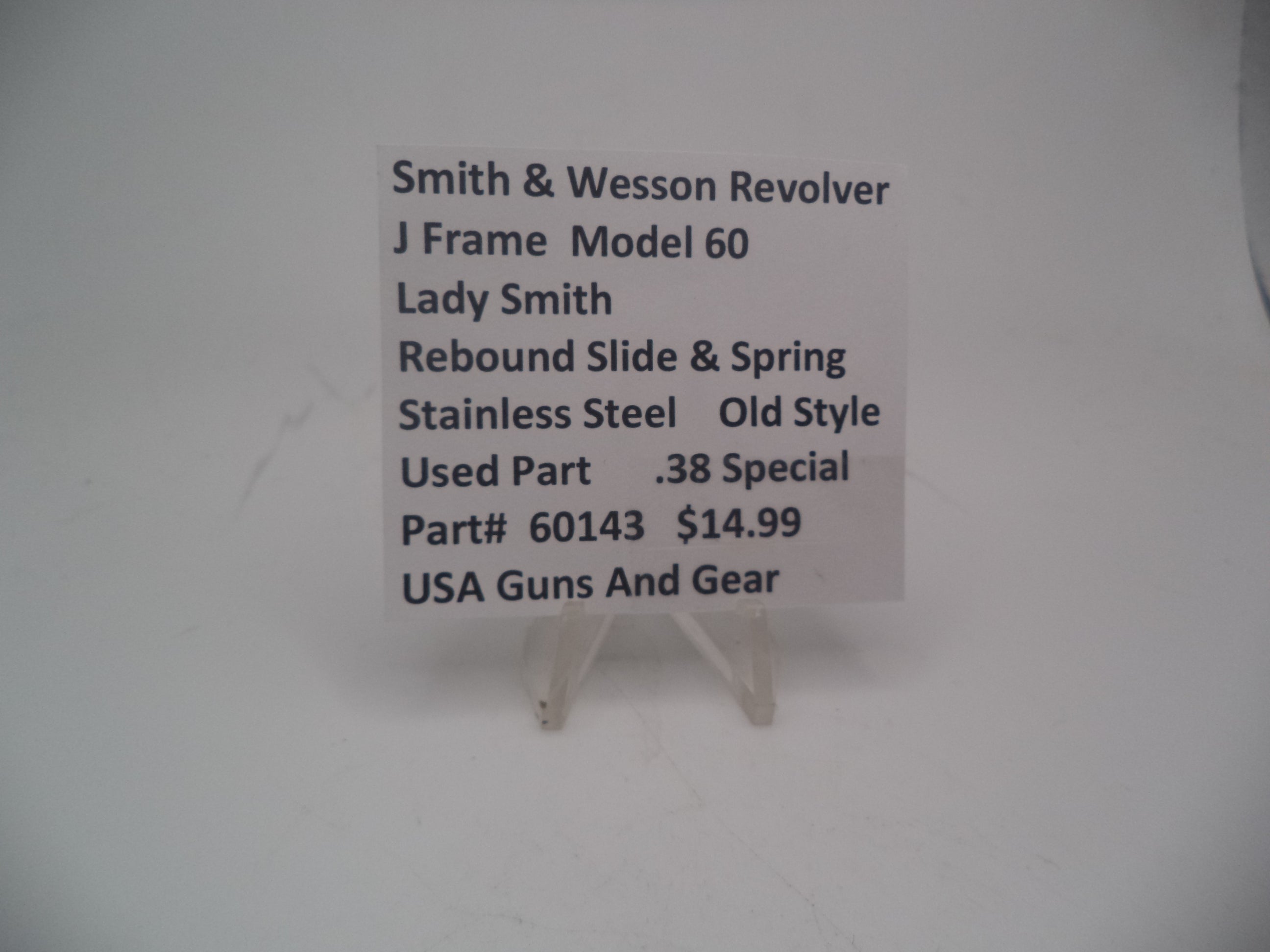 Smith & Wesson J Frame Model 60 Lady Smith Rebound Slide & Spring .38 Special Used - 60143