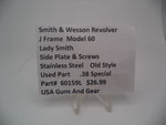 60159L Smith & Wesson J Frame Model 60  Lady Smith.38 Special Side Plate & Screws Used