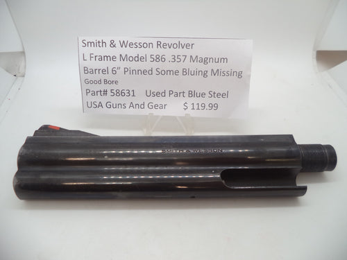 58631 Smith & Wesson L Frame Model 586 Barrel 6" Pinned .357 Magnum Used