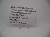 GG7 Smith and Wesson Revolver J Frame Square Butt Vintage Wood Grip Used