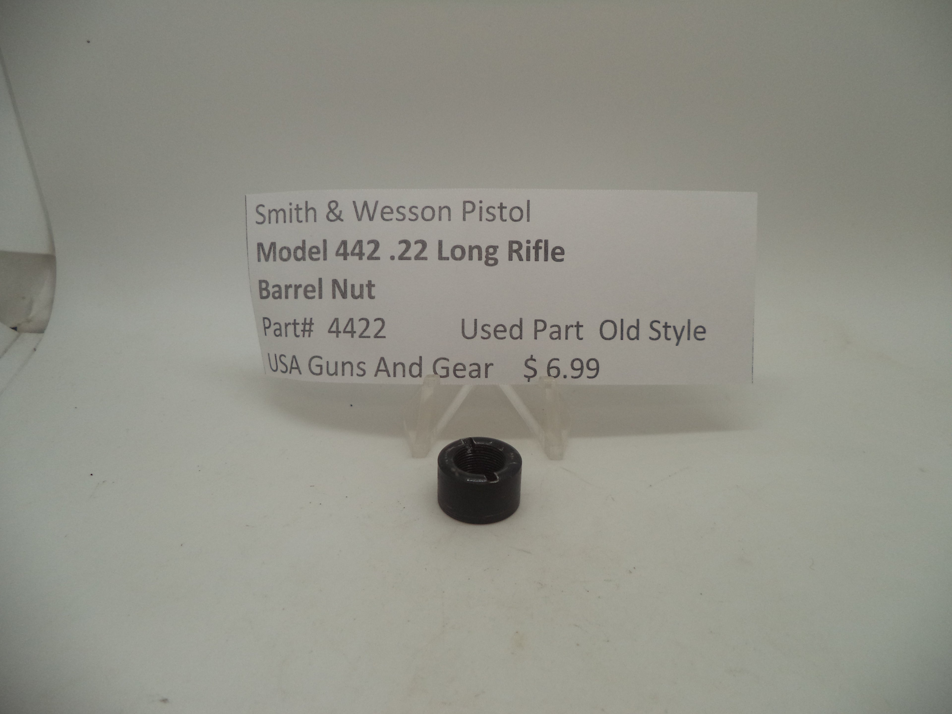 4422 Smith & Wesson Pistol Model 442 Barrel Nut Used .22 Long Rifle