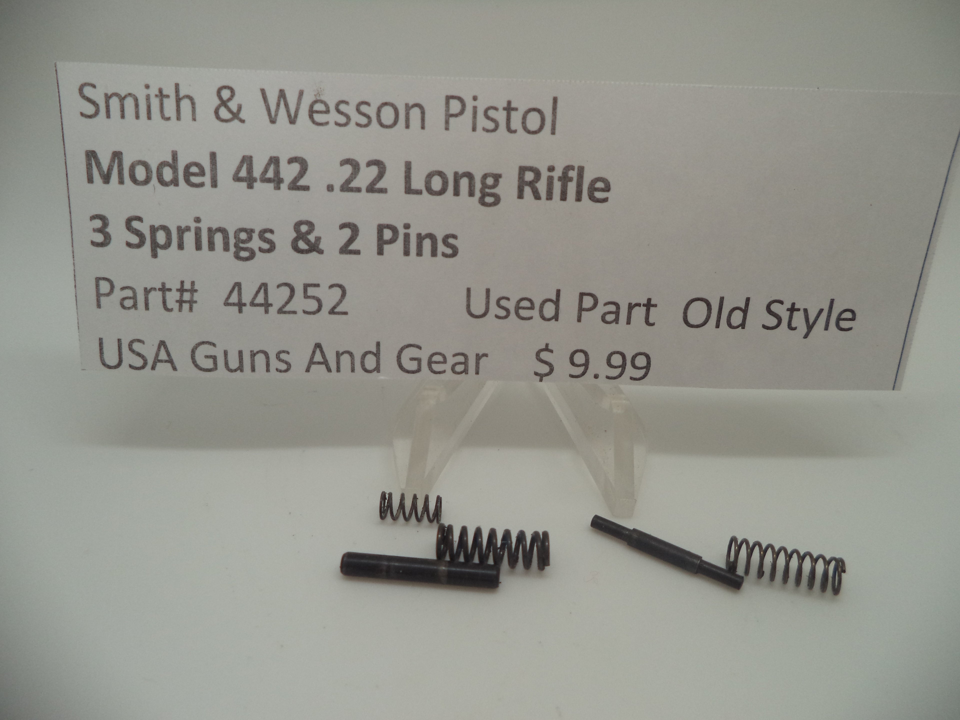 44252 Smith & Wesson Pistol Model 442 Springs(3) & Pins (2) Used .22 Long Rifle