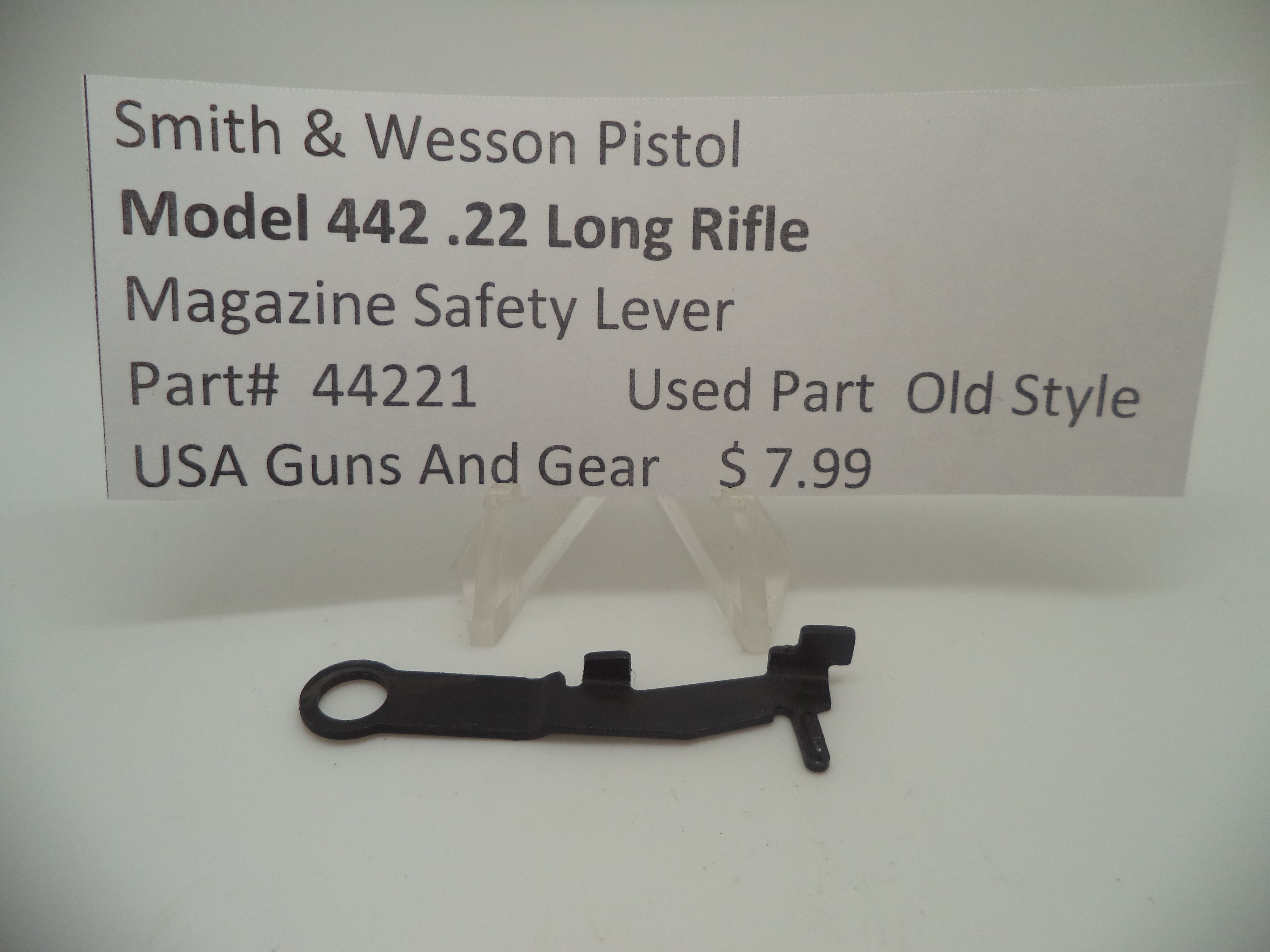 44221 Smith & Wesson Pistol Model 442 Magazine Safety Lever Used .22 Long Rifle