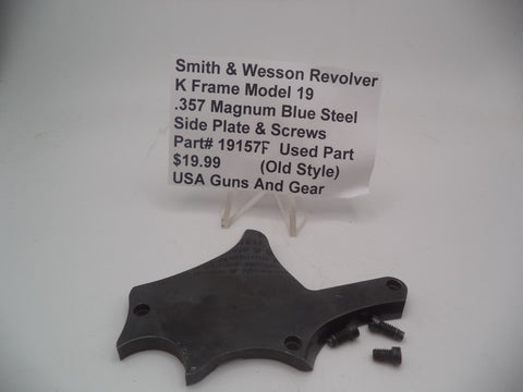 19157F Smith & Wesson Revolver K Frame Model 19  Side Plate & Screws Blue Steel Used