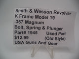1945 Smith & Wesson K Frame Model 19 Used Bolt, Spring & Plunger .357 Magnum