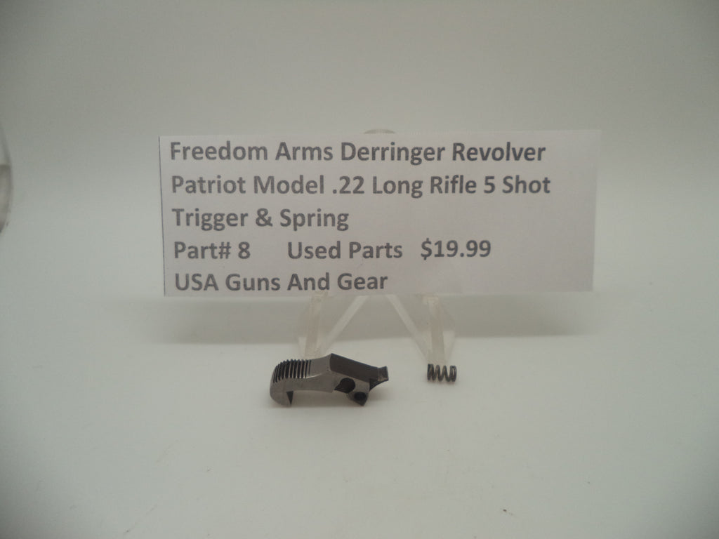 8 Freedom Arms Derringer Patriot Model Trigger & Spring .22 Long Rifle