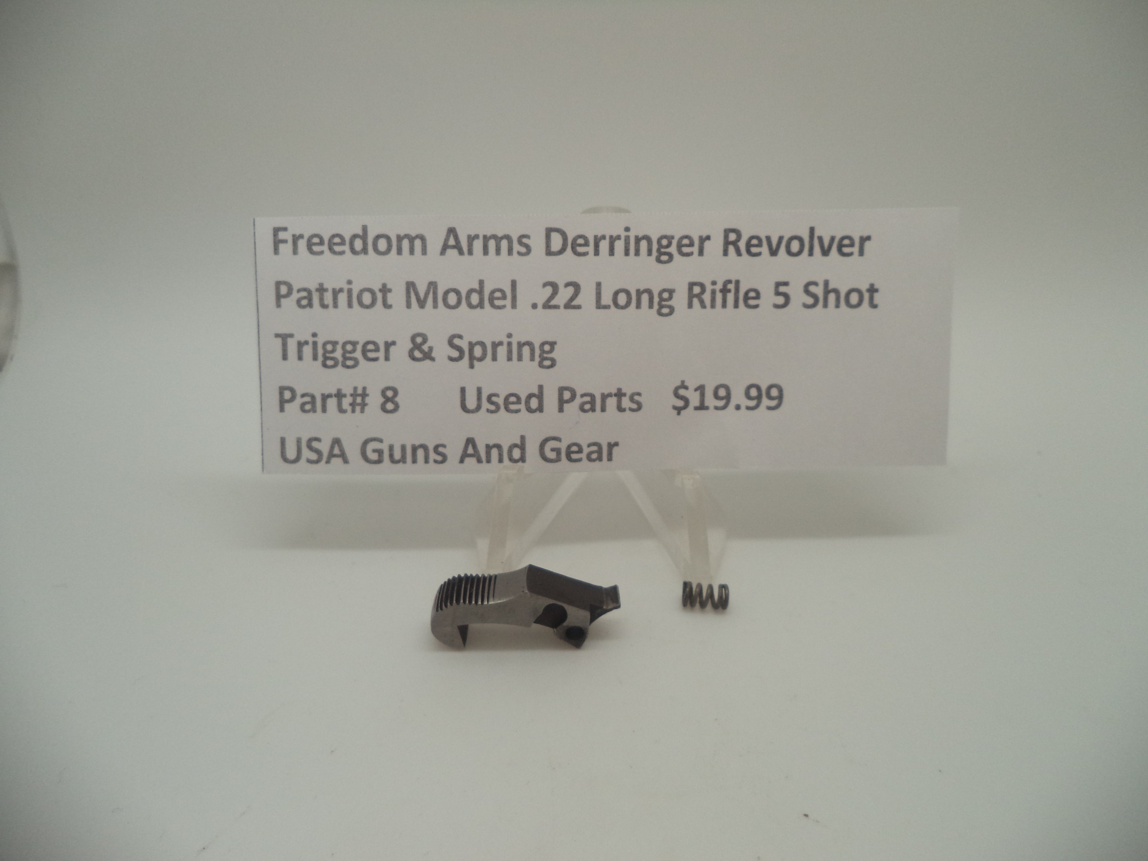 8 Freedom Arms Derringer Patriot Model Trigger & Spring .22 Long Rifle