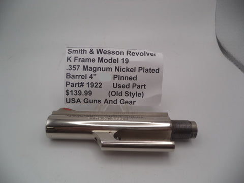 1922 Smith & Wesson K Frame Model 19 Used Nickel Plated 4" Barrel Pinned .357 Magnum