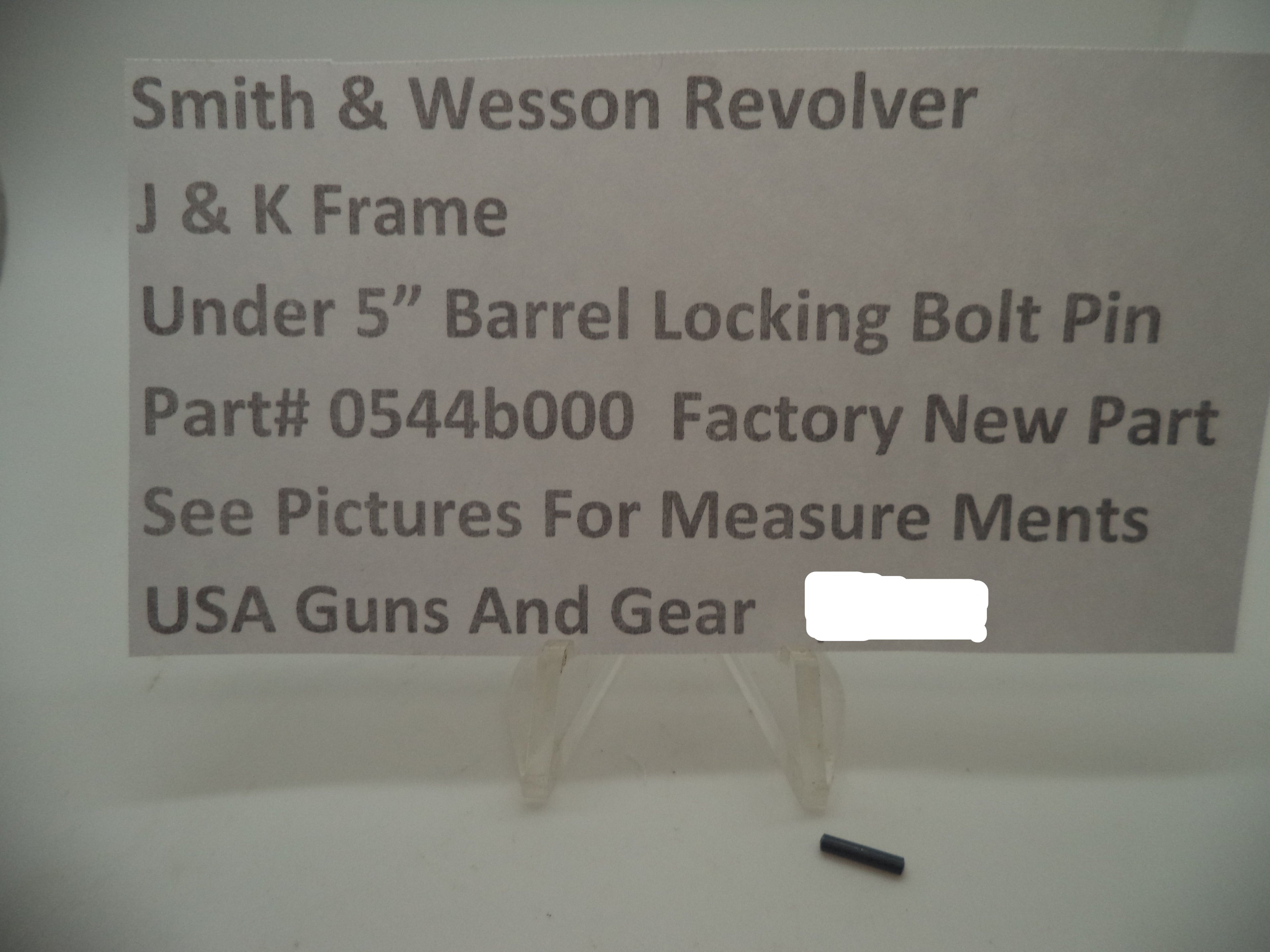 S&W J & K Frame Under 5" Barrel Locking Bolt Pin 05044B000
