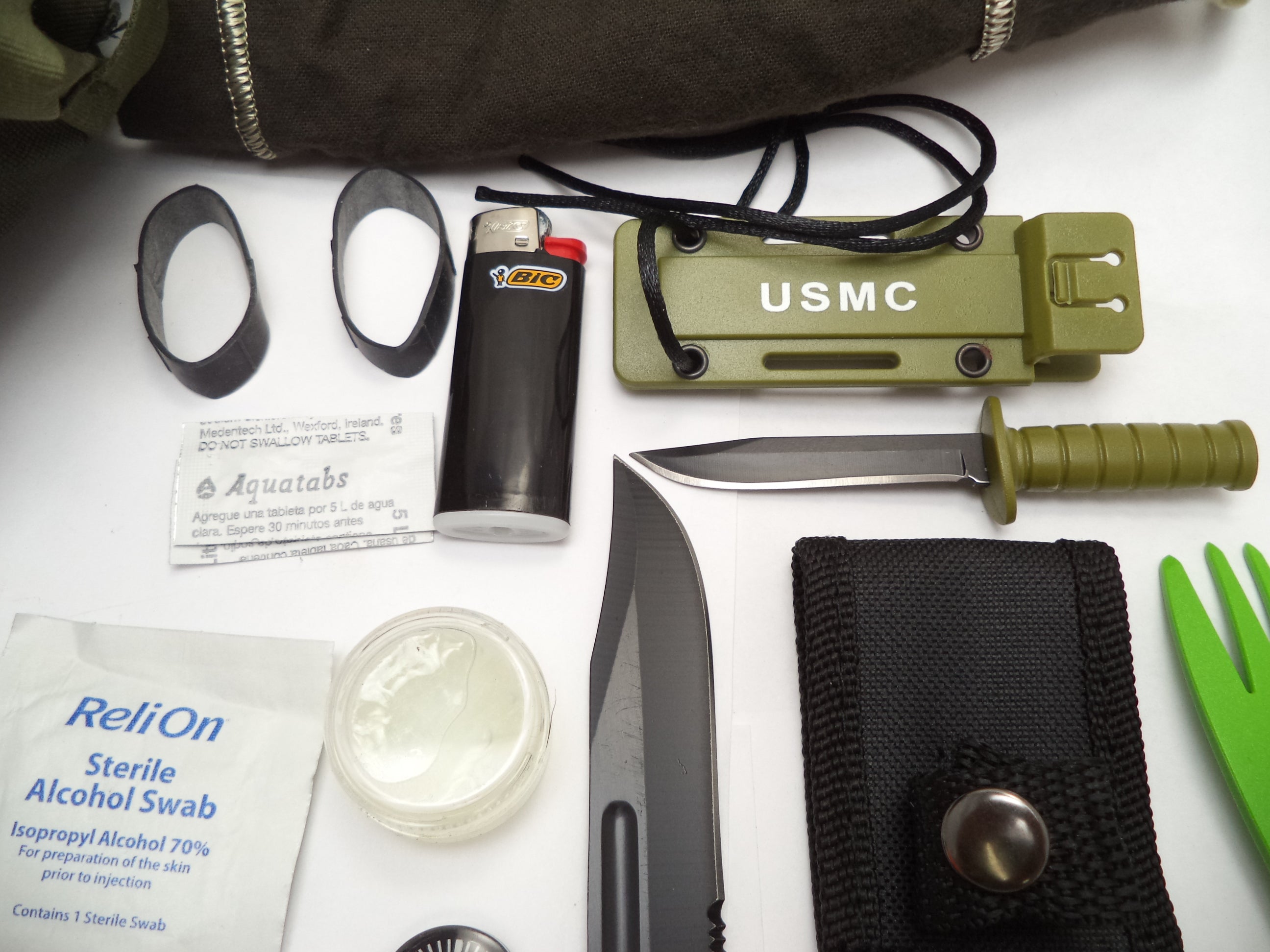 SV11 Emergency Survival EDC Kit 60+ Pieces Tactical Knife & USGI Pouch - Complete Bug Out Kit