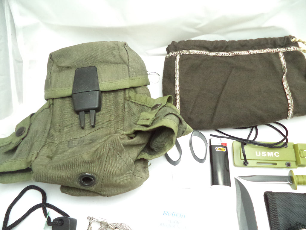 SV11 Emergency Survival EDC Kit 60+ Pieces Tactical Knife & USGI Pouch - Complete Bug Out Kit