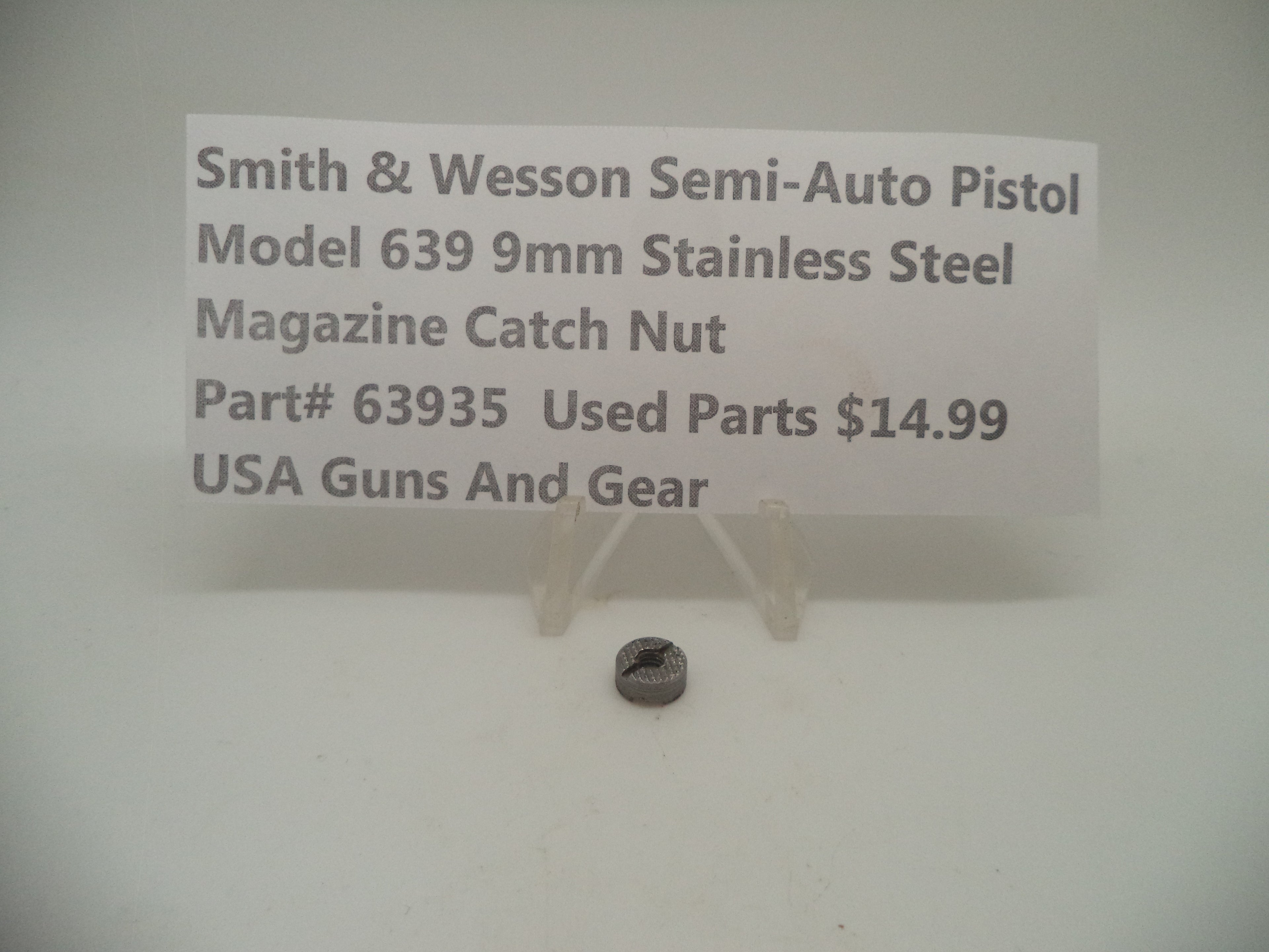 63935 Smith & Wesson Semi-Auto Pistol Model 639 Stainless Steel 9MM Magazine Catch Nut