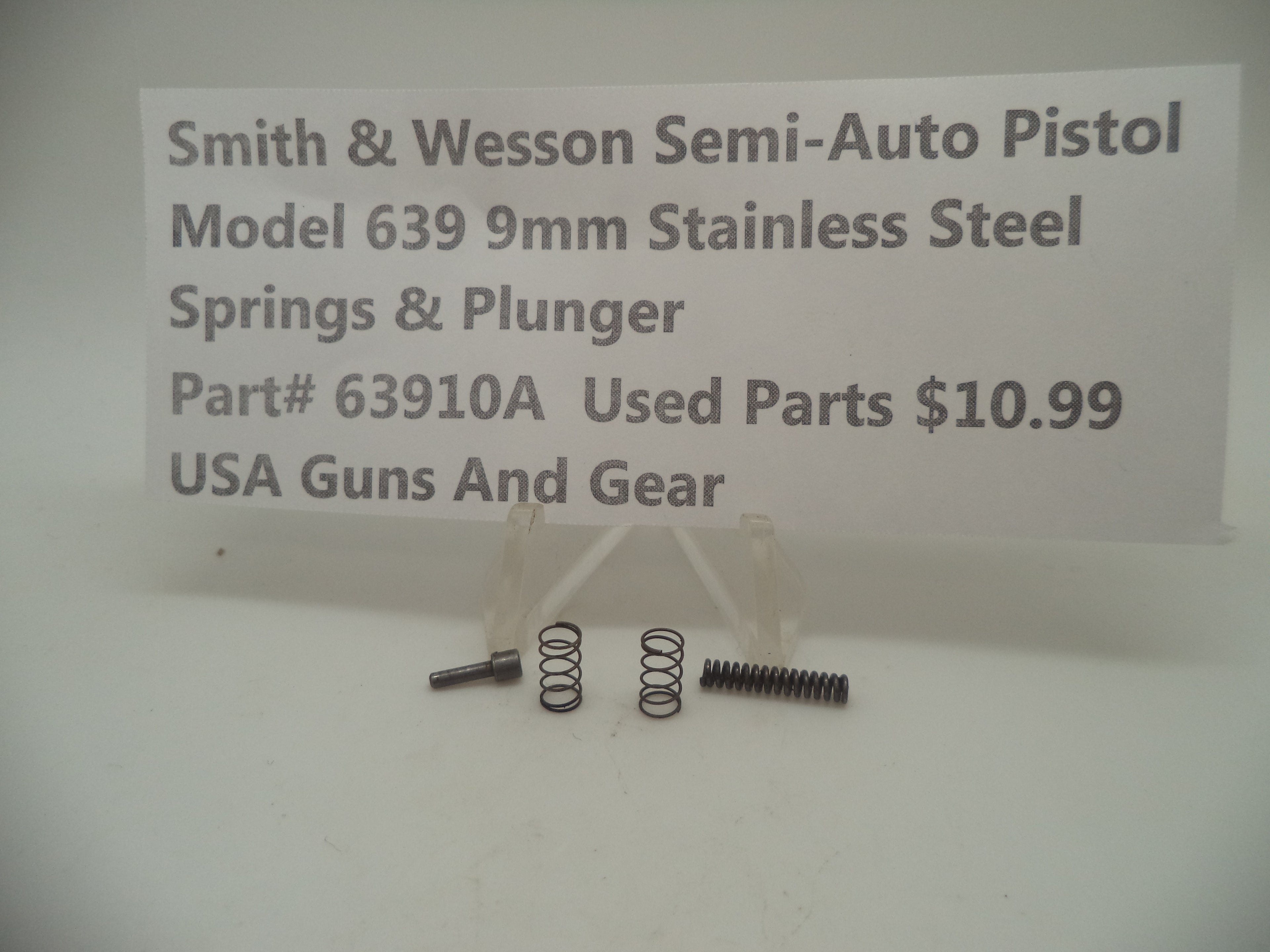 63910AB Smith & Wesson Semi-Auto Pistol Model 639 Stainless Steel 9MM Spring & Plunger