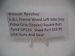 GP133 Smith & Wesson Revolver K, L Frame  Square Butt Left Side Only Wood Grip Used