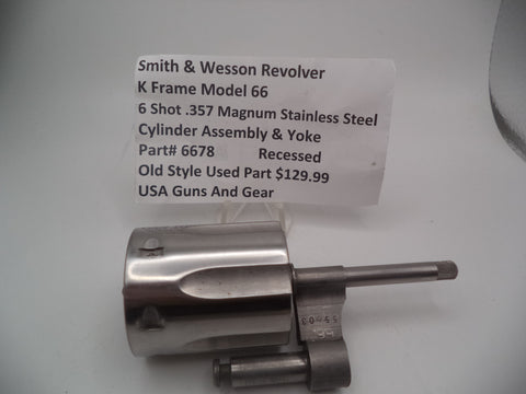 6678 Smith & Wesson K Frame Model 66 Recessed Cylinder Assembly and Yoke Stainless Steel  .357 Magnum Used