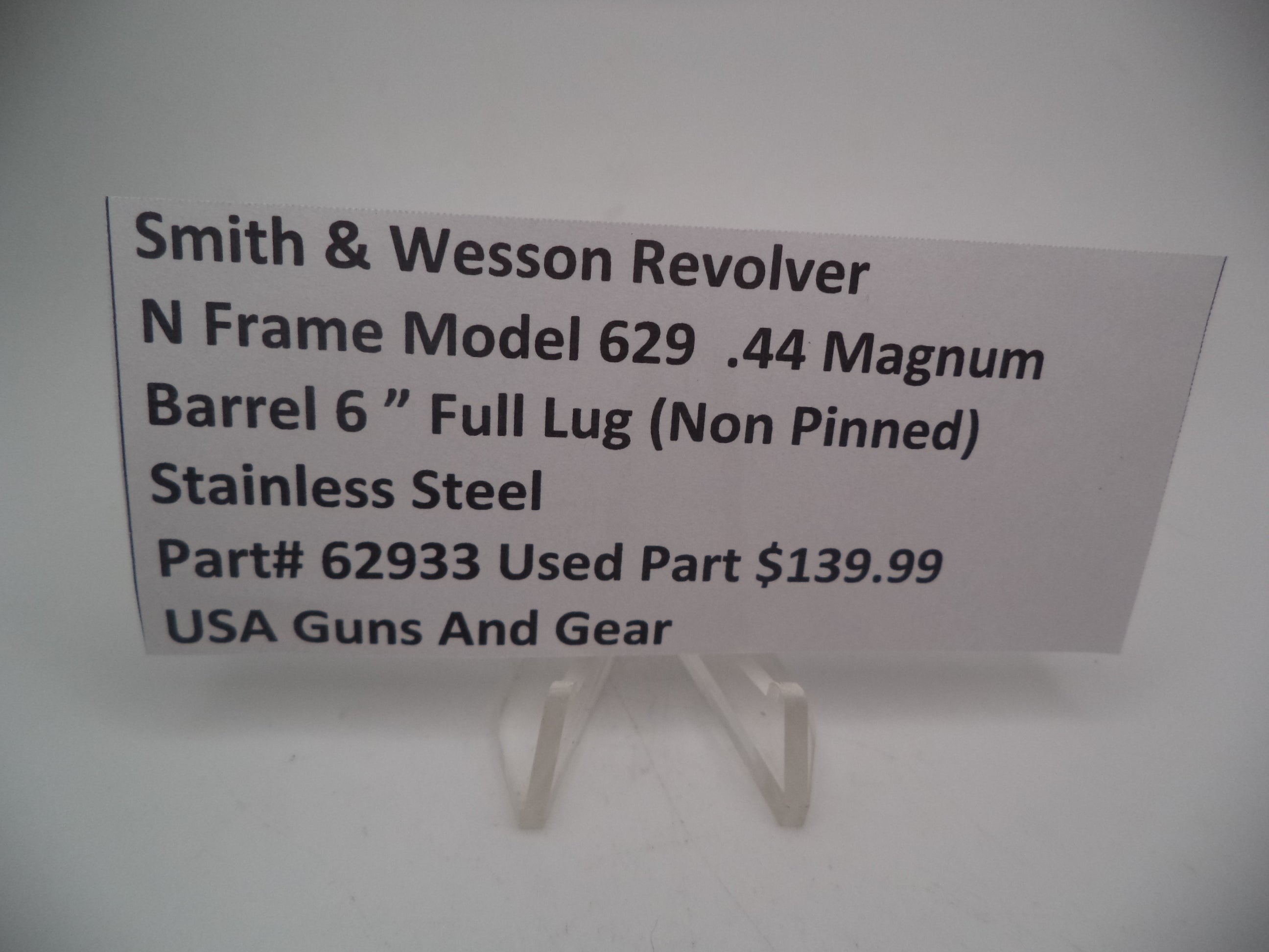 62933A S&W N Frame Model 629 6" Barrel SS 44 Magnum