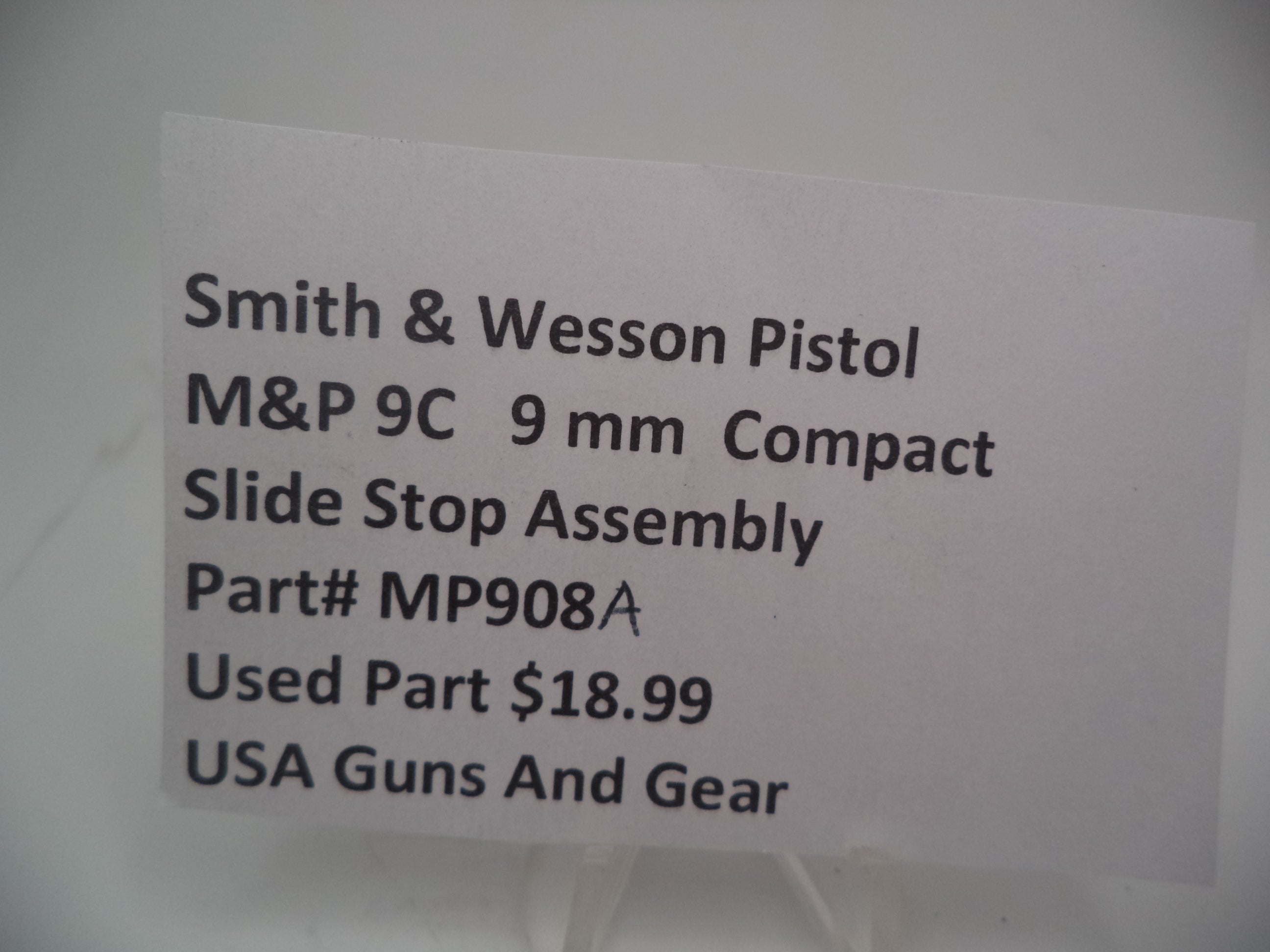Smith & Wesson Pistol M&P Slide Stop Assembly Used 9mm Compact MP908A