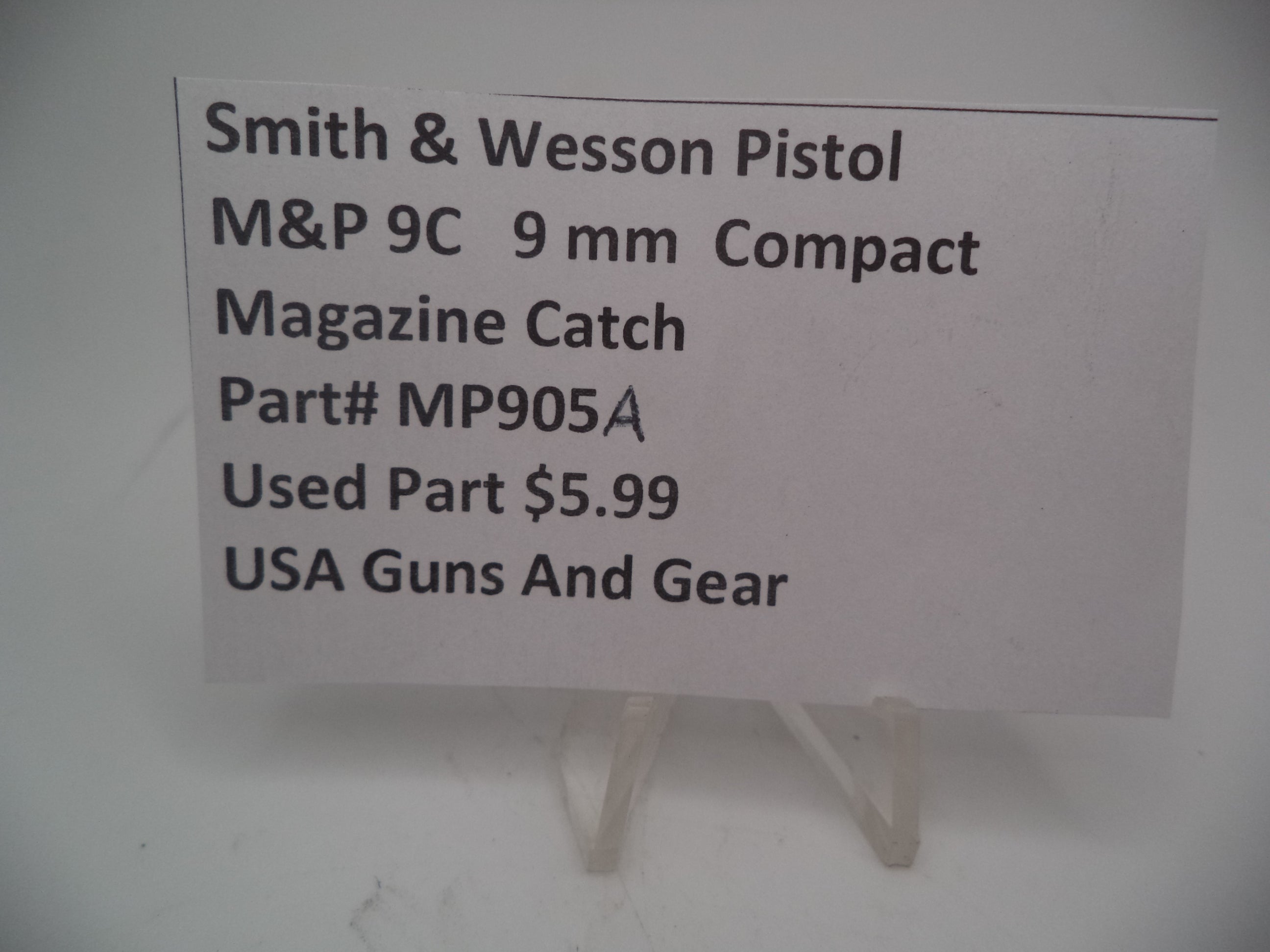 Smith & Wesson Pistol M&P Magazine Catch 9mm Compact Used Part MP905A