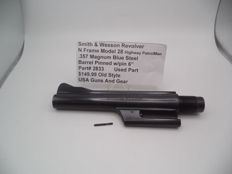 2833 Smith & Wesson N Frame Model 28 Used 6" Pinned Barrel .357 Magnum