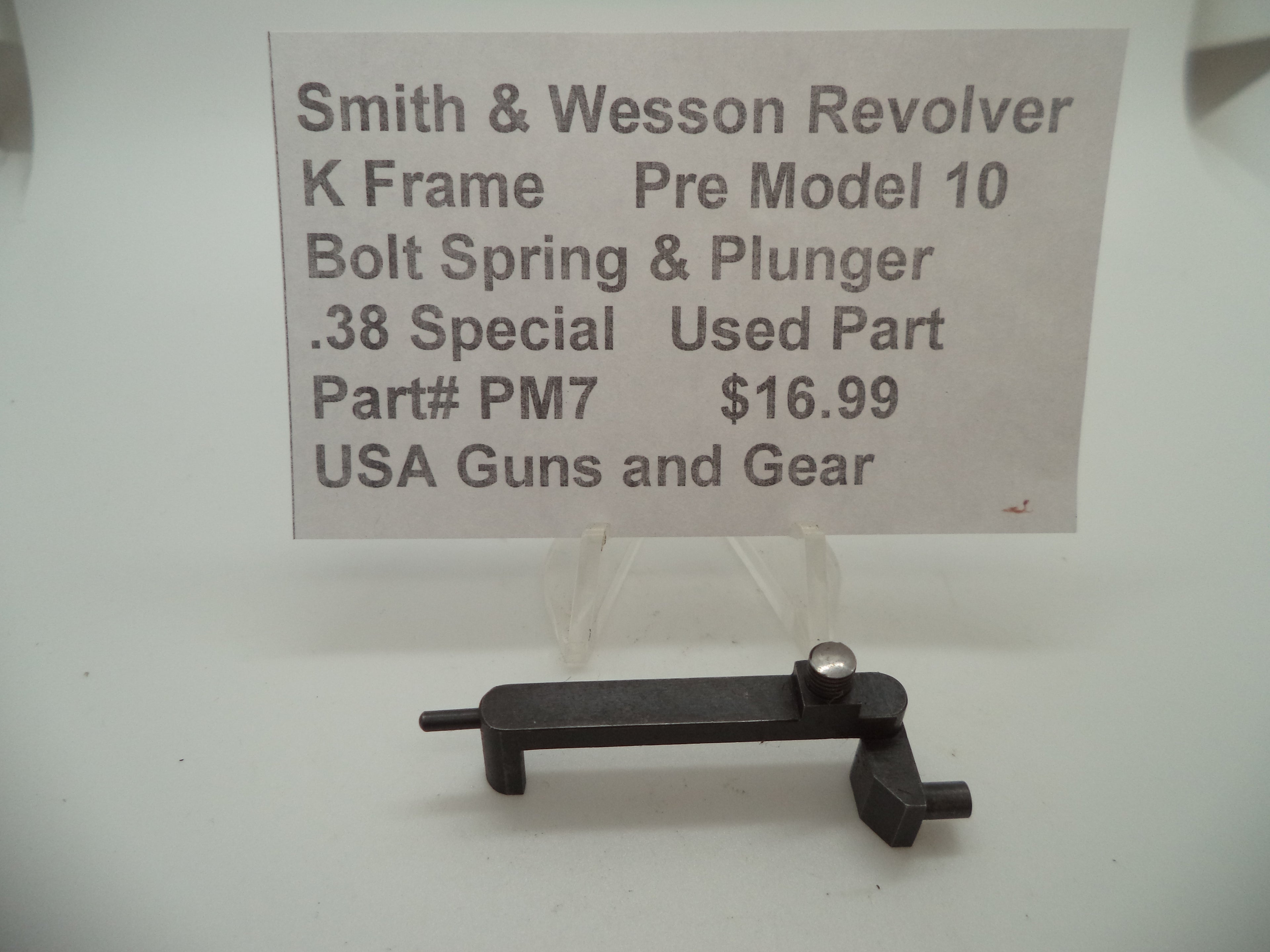 PM7 Smith & Wesson K Frame Pre Model 10 Bolt Spring & Plunger .38 Special