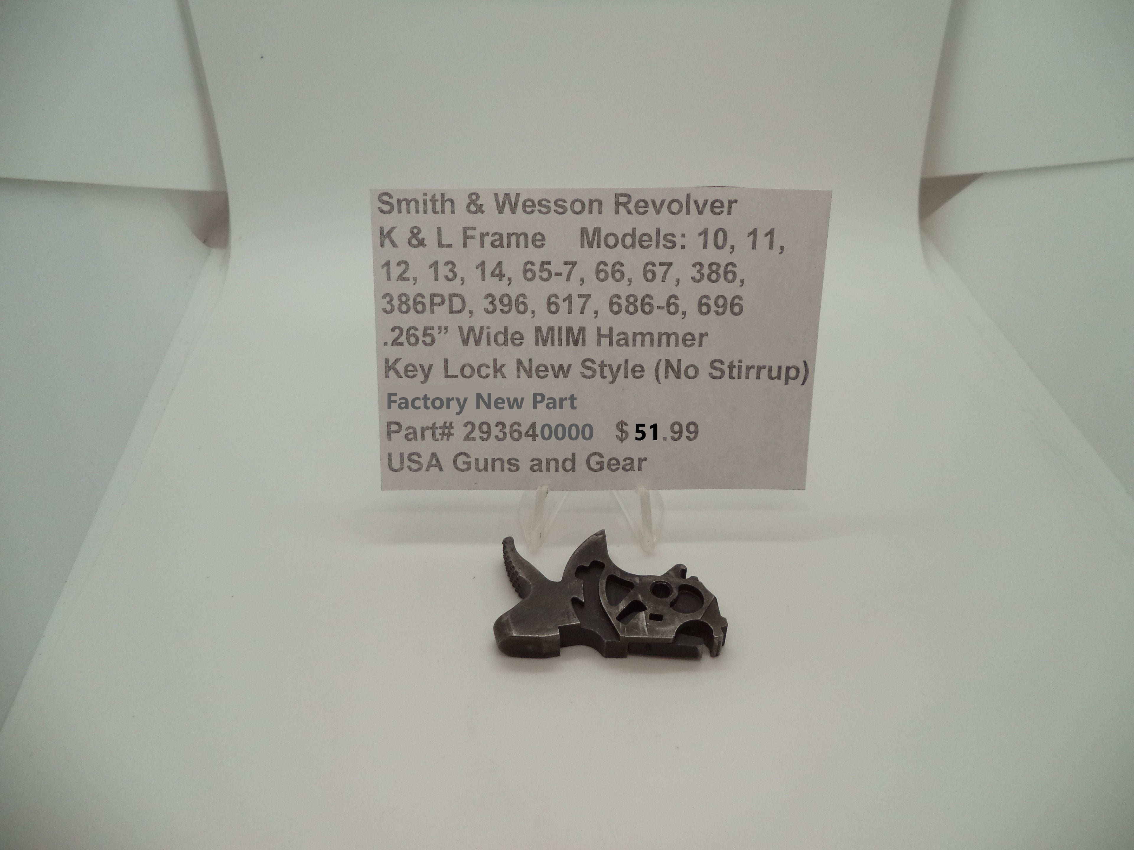 Smith & Wesson K/L Frame Hammer Assembly .265" MIM New Style - 293640000