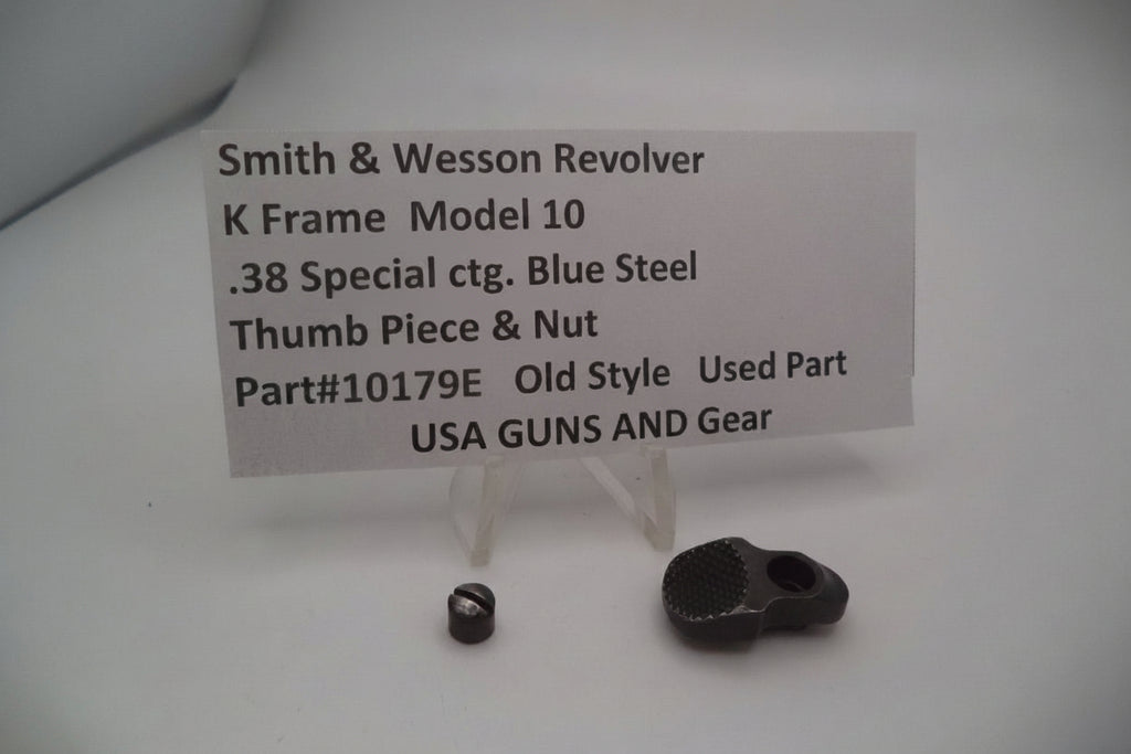 Smith & Wesson revolver parts with a label on a white background