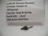 K81 Smith & Wesson K Frame Model 14 Cylinder Stop & Spring Used .38 Special