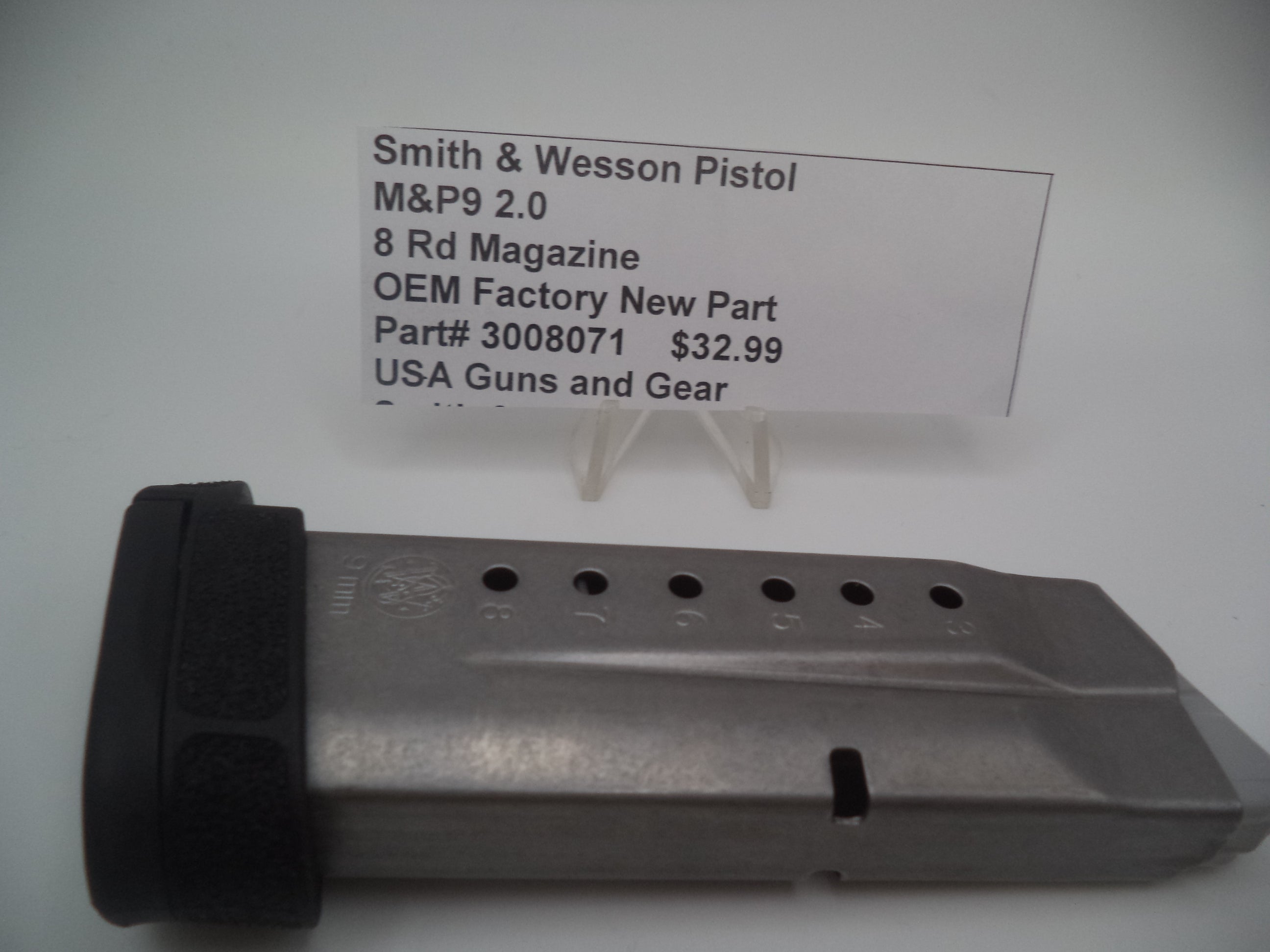 Smith & Wesson M&P Shield 9mm M2.0 Magazine 8 Round with Finger Rest - Factory OEM Part 3008071