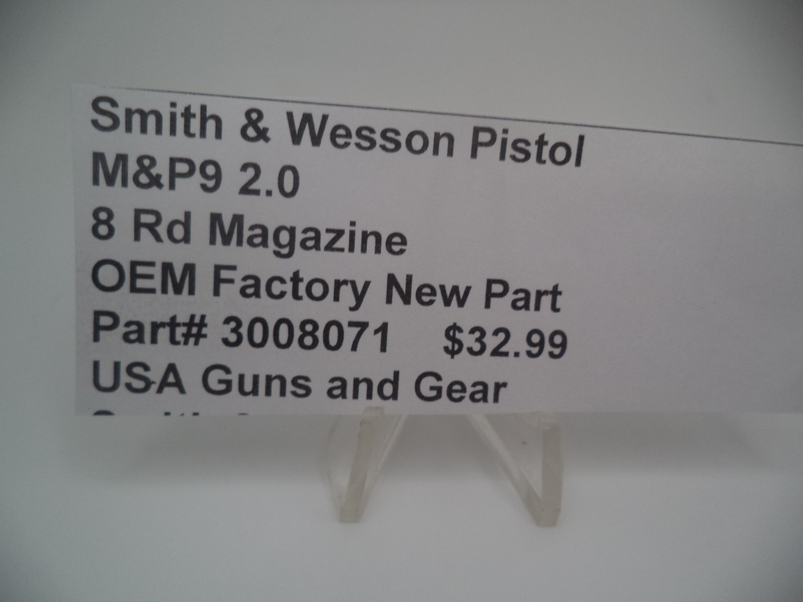 Smith & Wesson M&P Shield 9mm M2.0 Magazine 8 Round with Finger Rest - Factory OEM Part 3008071