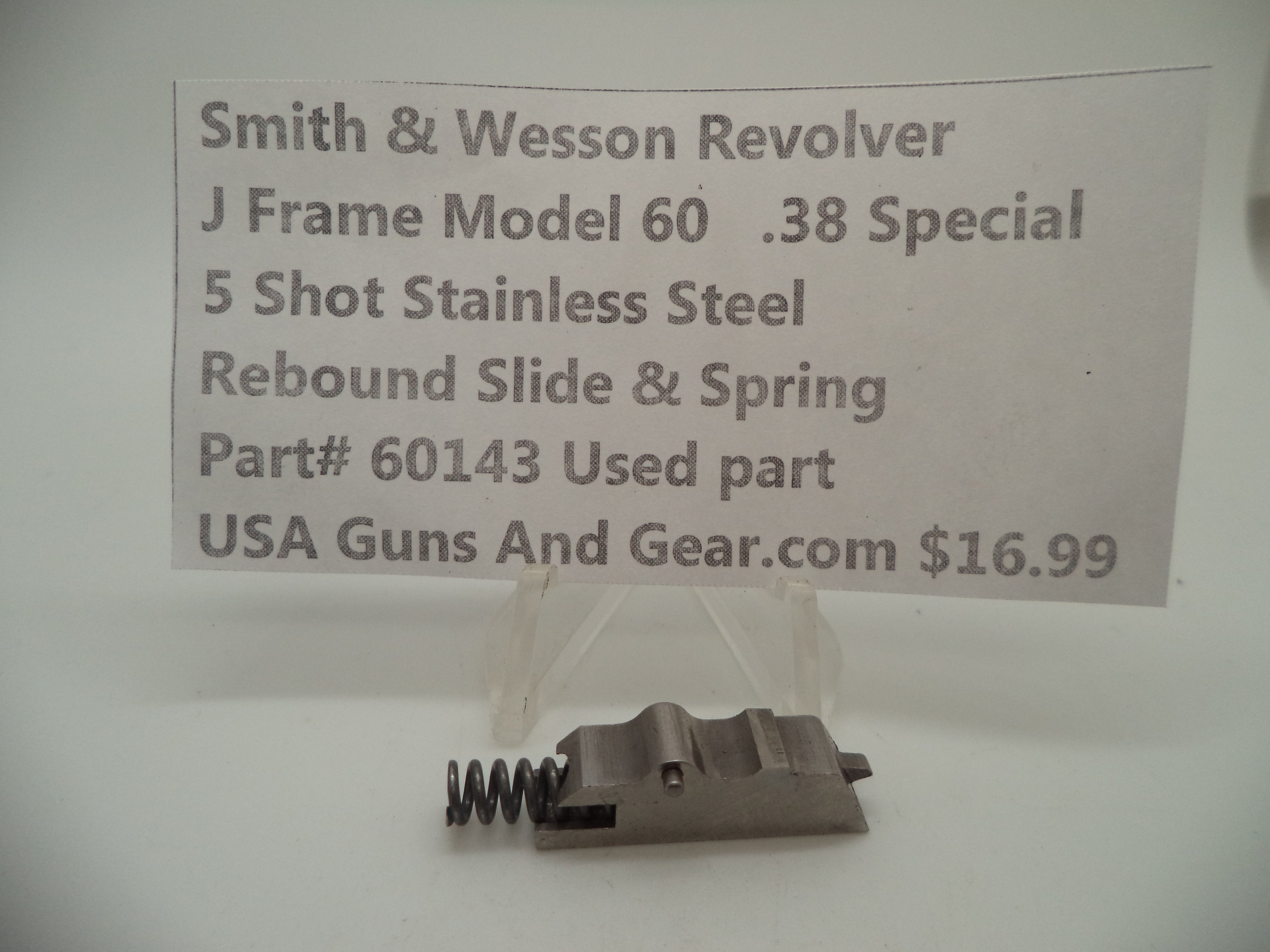 60143 Smith and Wesson J Frame Model 60 Rebound Slide and Spring .38 Special