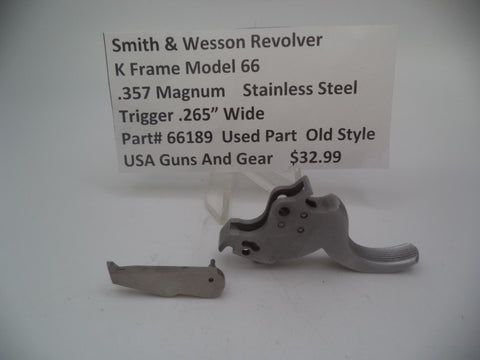 66189 Smith & Wesson K Frame Model 66 Trigger .265" Wide Used .357 Magnum Stainless Steel