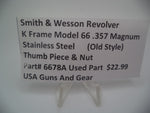 6678A Smith & Wesson K Frame Model 66 .357 Mag Thumb Piece & Nut Stainless Steel Used