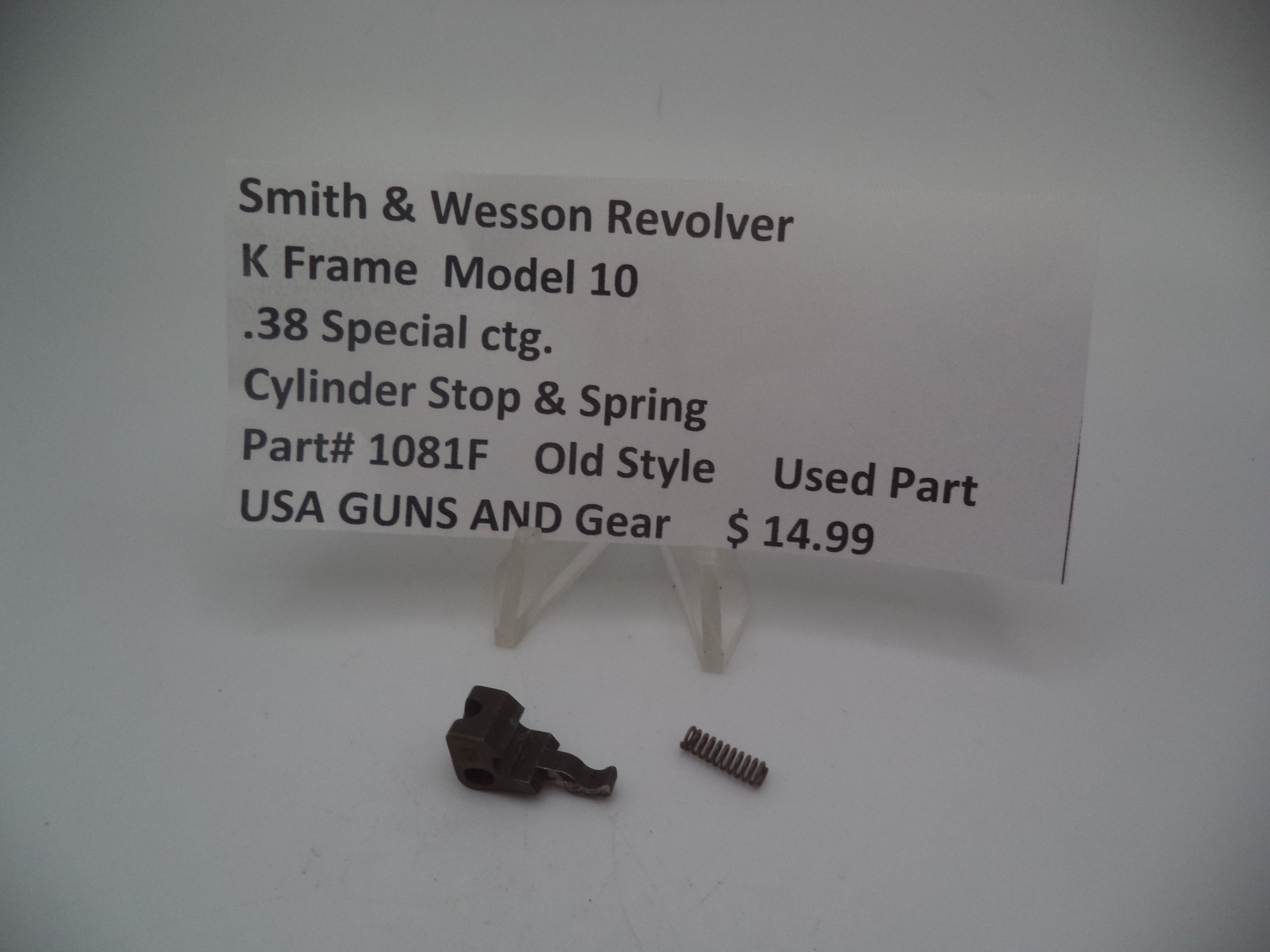 Smith & Wesson K Frame Model 10 Used Cylinder Stop & Spring .38 Special 1081F