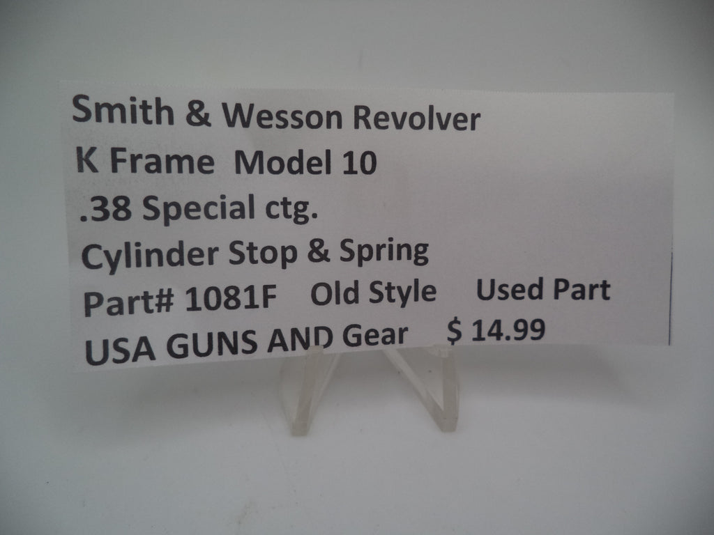 Smith & Wesson K Frame Model 10 Used Cylinder Stop & Spring .38 Special 1081F