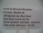 10160B Smith and Wesson K Frame Model 10 Used .38 Special ctg. Side Plate Screw Set of 3  Old Style