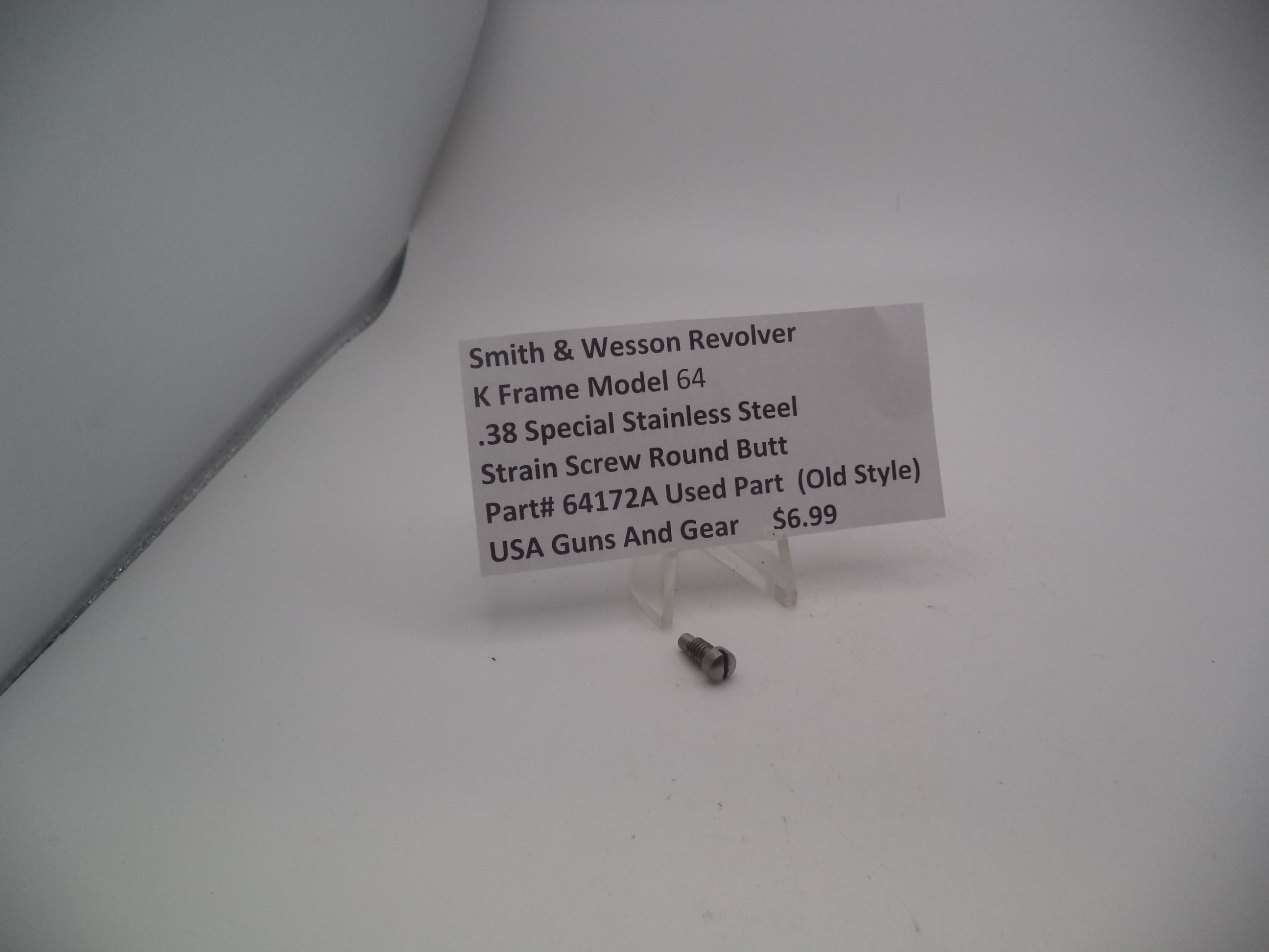 64172A Smith and Wesson Used K Frame Model 64 .38 Special Stainless Steel Strain Screw Round Butt