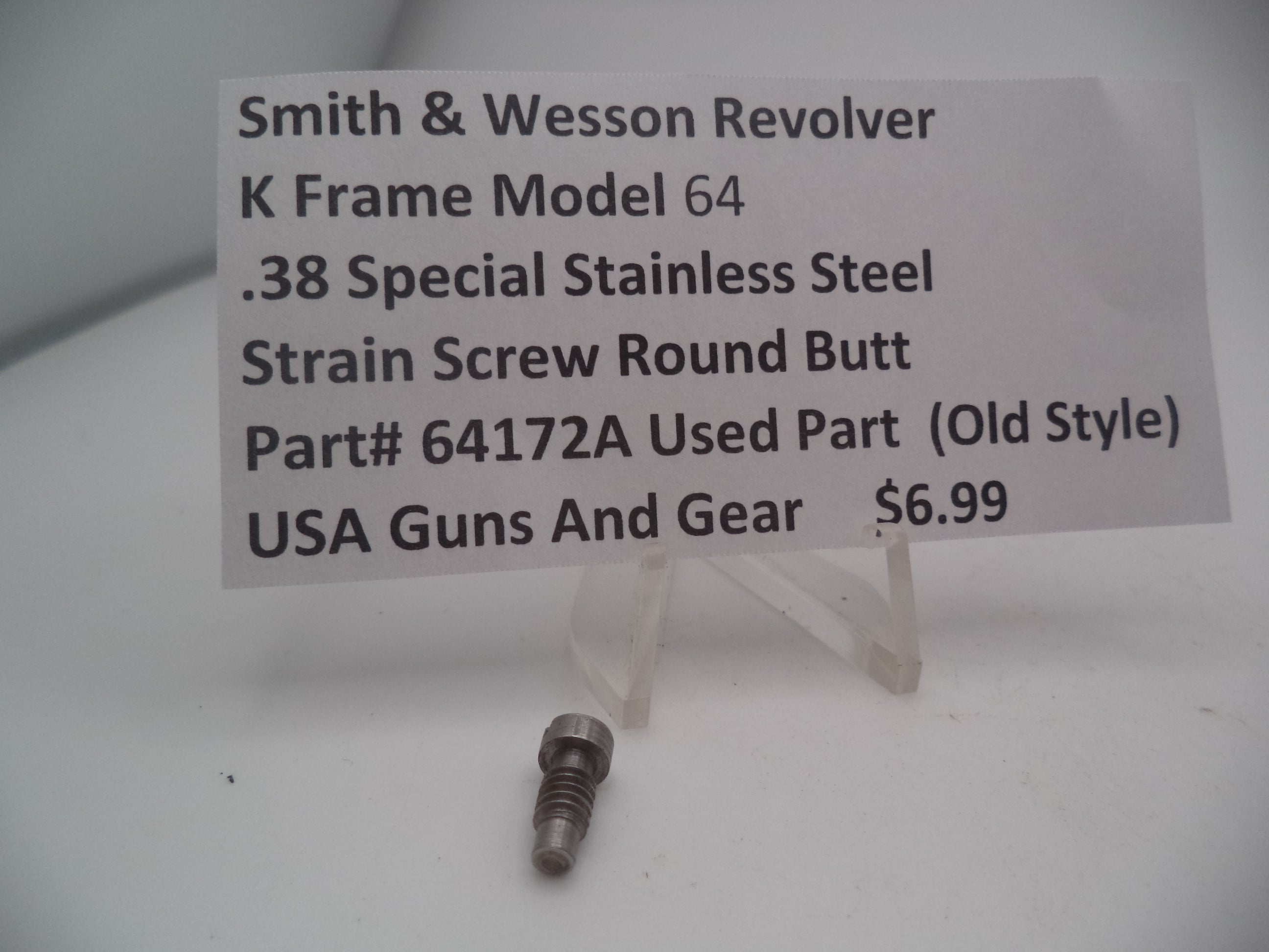 64172A Smith and Wesson Used K Frame Model 64 .38 Special Stainless Steel Strain Screw Round Butt