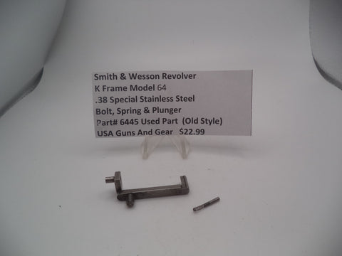6445 Smith and Wesson Used K Frame Model 64 .38 Special Stainless Bolt, Spring and Plunger