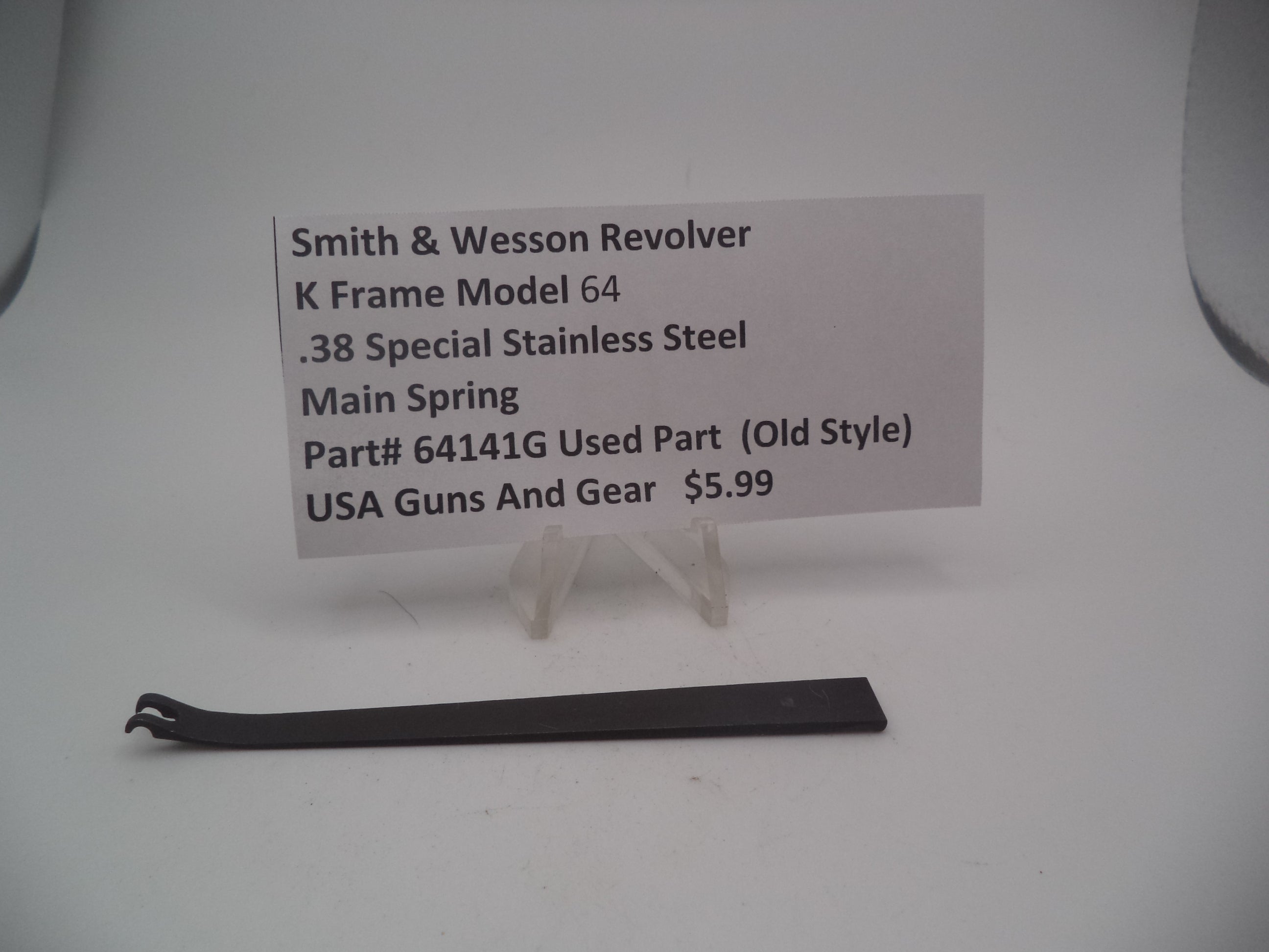 64141G Smith and Wesson K Frame Model 64 .38 SPL Stainless Steel Main Spring