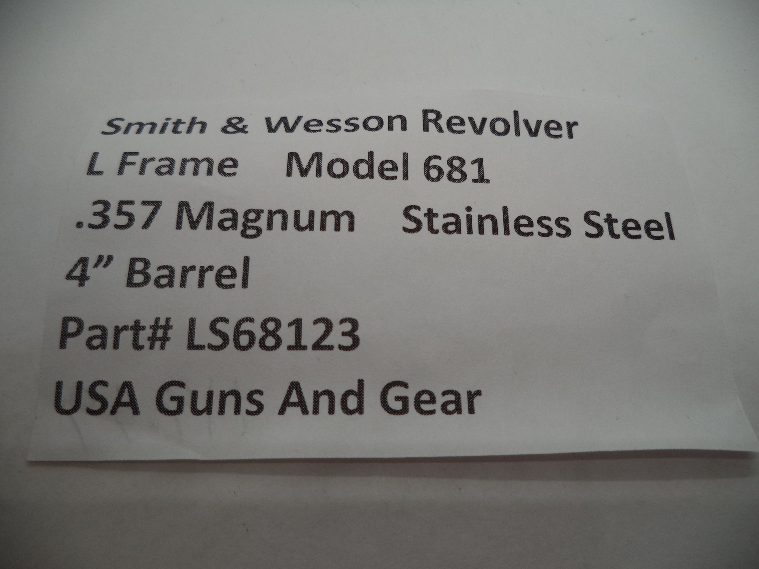 LS68123 Smith & Wesson Revolver L Frame Model 681"4 Barrel Used 357 Magnum