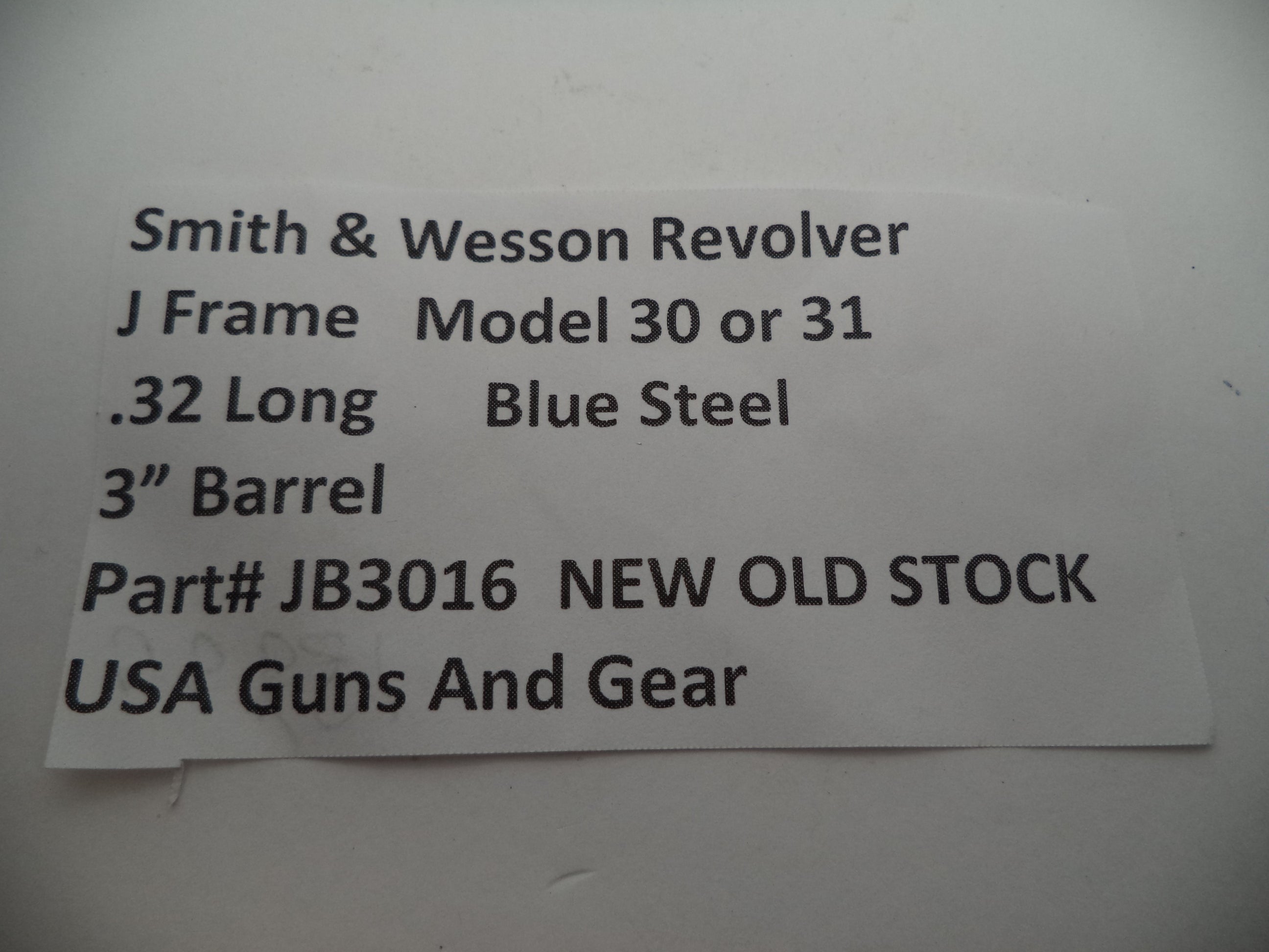 Smith & Wesson J Frame Model 30 / 31 Barrel 3" Blue Pinned .32 Long NOS - JB3016