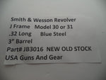 JB3016 Smith & Wesson J Frame Model 30 or 31 Revolver .32 Long 3" Blue Barrel