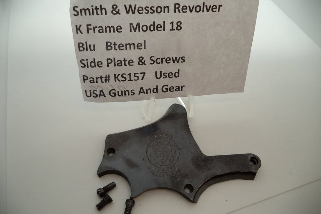 Smith & Wesson K Frame Side Plate & Screws - Model 18 - Blue Finish - Used - .22 LR KS157