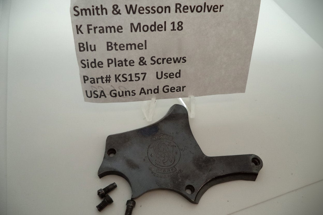 Smith & Wesson K Frame Side Plate & Screws - Model 18 - Blue Finish - Used - .22 LR KS157
