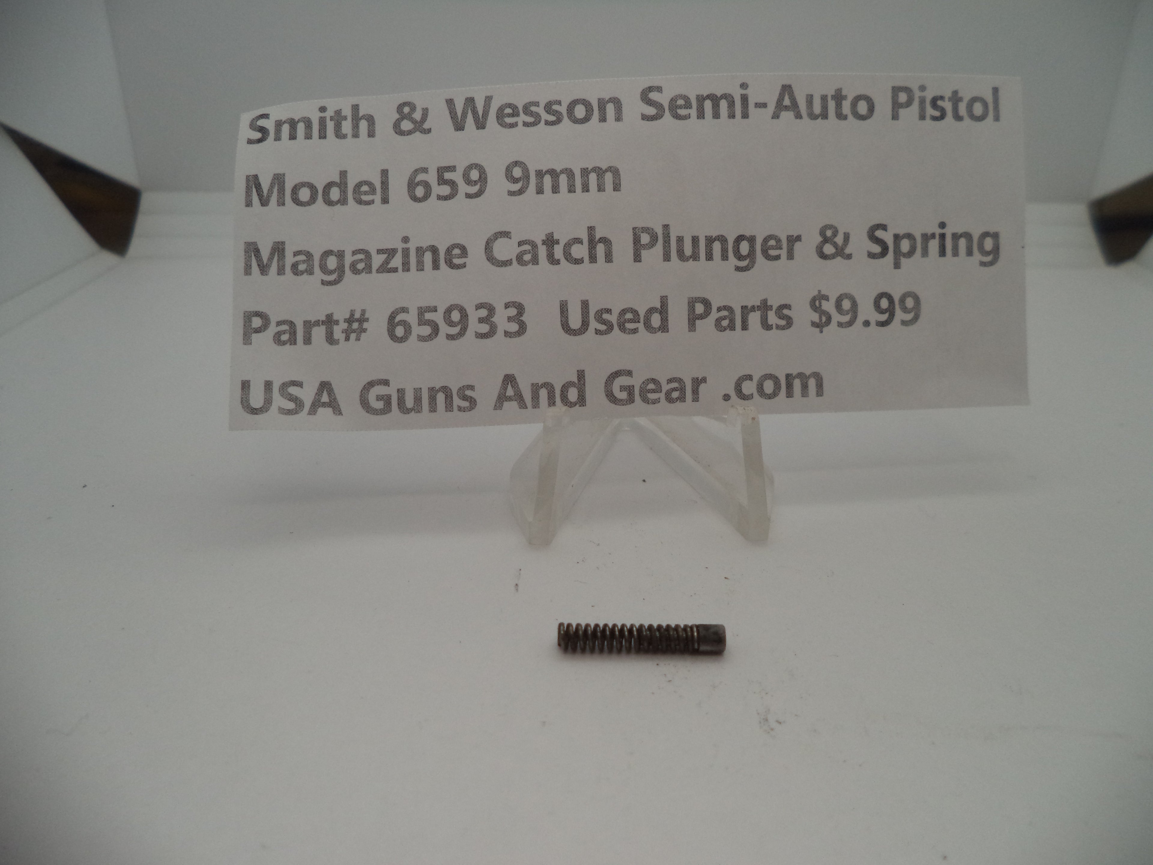 65933A Smith & Wesson Model 659 Magazine Catch & Plunger Spring Used Part 9MM