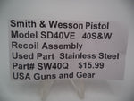 SW40Q Smith & Wesson Pistol Model SD40VE 40 S&W Recoil Assembly Used