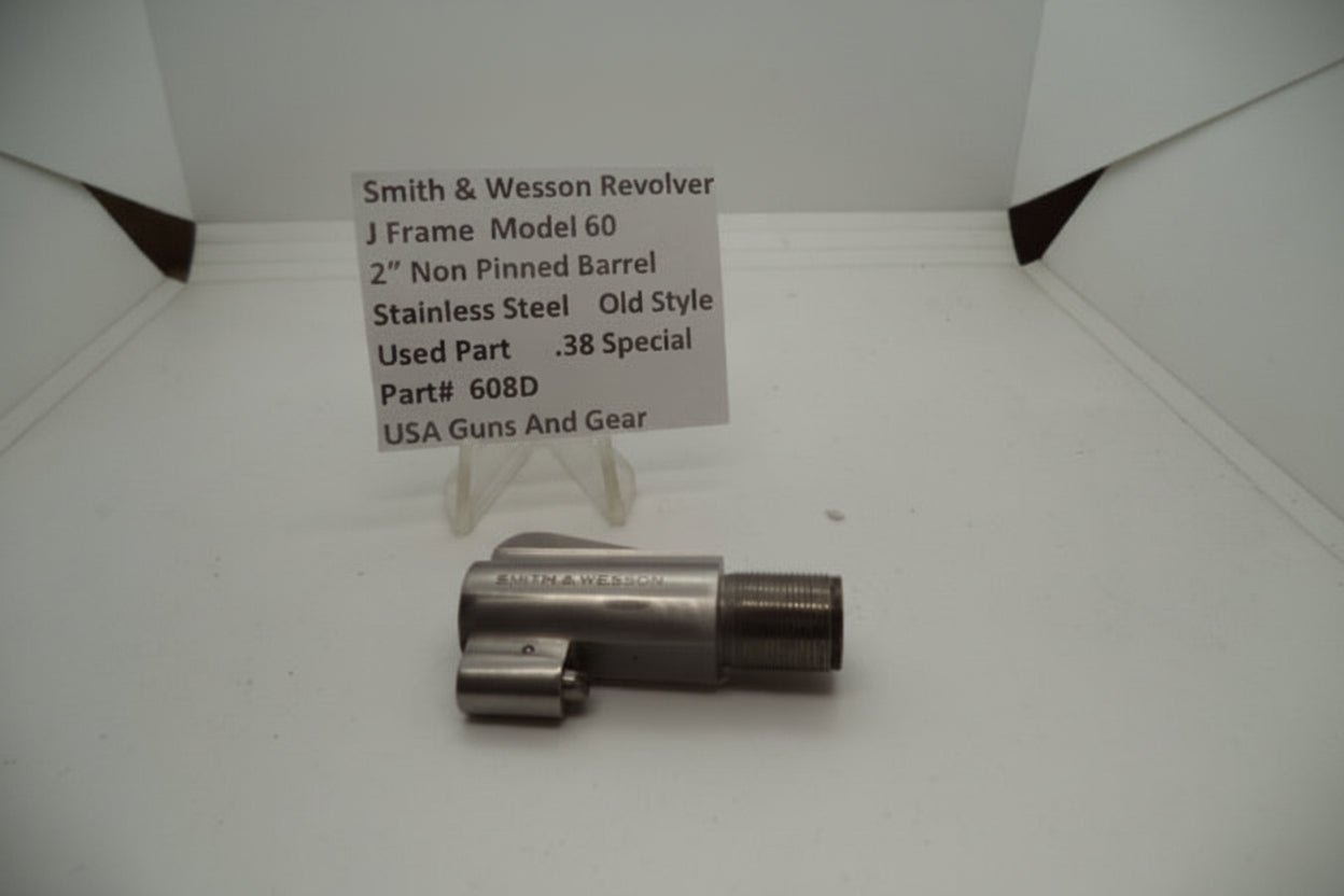 Smith & Wesson J Frame Model 60 .38 Special 2" Non-Pinned Barrel Used 608D