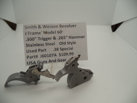 J60107A Smith & Wesson J Frame Model 60 .300" Trigger & .265" Hammer Used