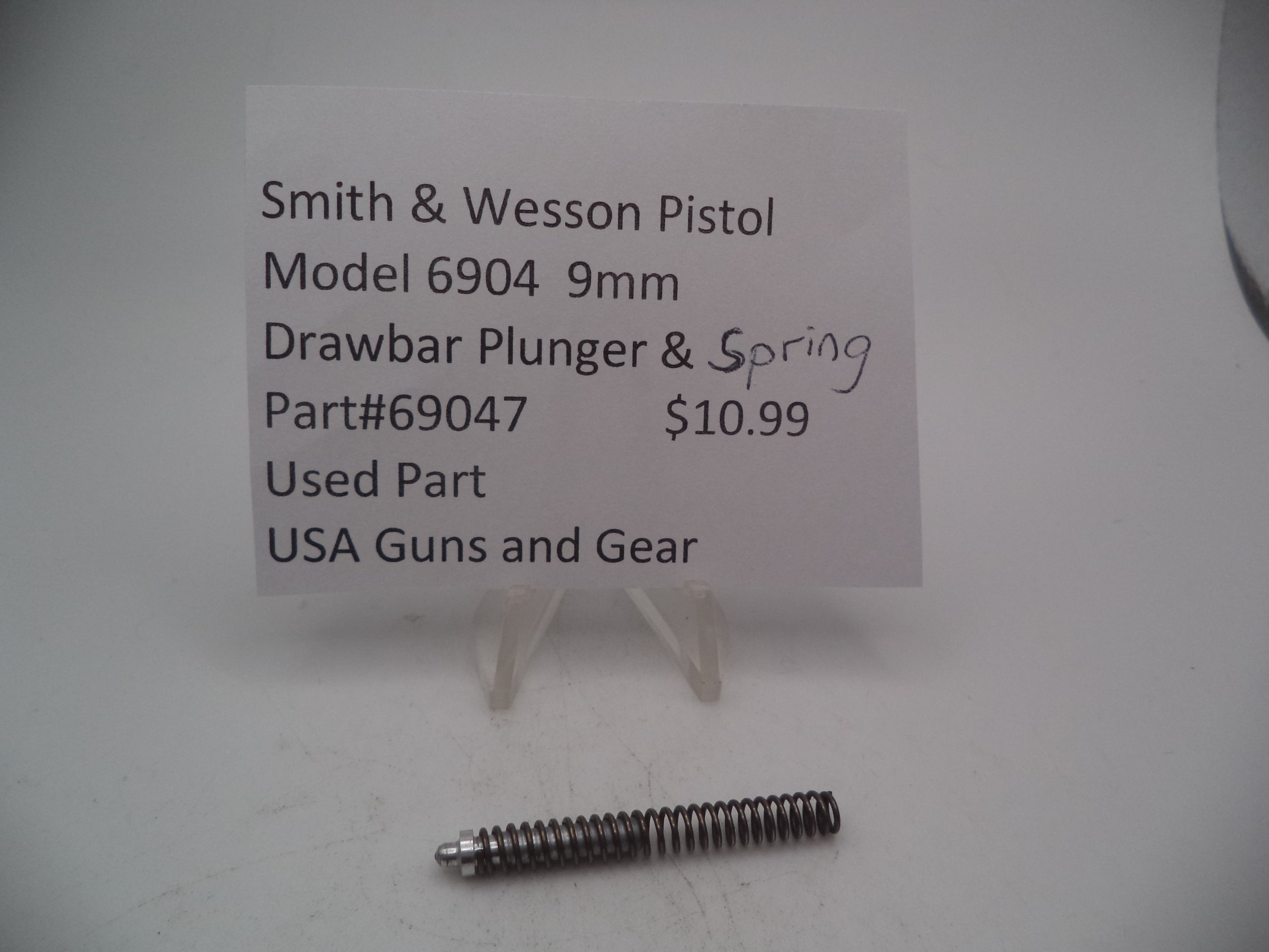 69047 Smith & Wesson Pistol Model 6904 9mm Drawbar Plunger & Spring Used