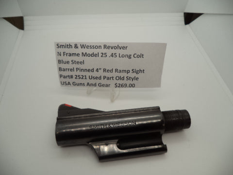 2521A Smith & Wesson N Frame Model 25 Used 4" Pinned Barrel Blue .45 LC